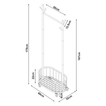 [en.casa] Kledingrek op wielen Risør 175x60x32 cm wit, Huis en Inrichting, Verzenden, Nieuw