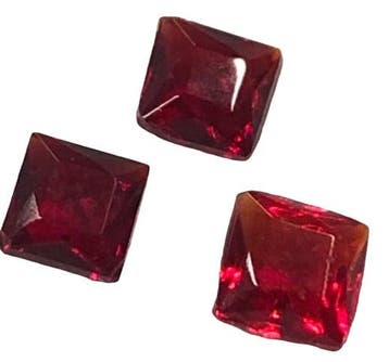 10 x DQ Octagon Glas cabochon 6 x 6mm Ruby, Ophalen of Verzenden, Nieuw, Overige typen