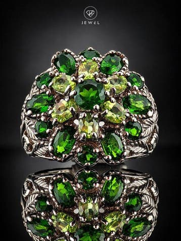 Zonder minimumprijs - Ring Groene edelsteenring - 925, Nieuw