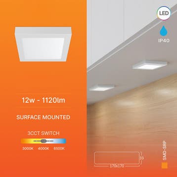 LED Downlight Opbouwspot - Brinton Thin - 12W 1120lm 120°, Kunststof, Nieuw, Overige fittingen, Ophalen of Verzenden