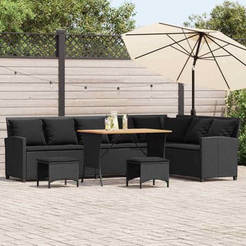vidaXL 4-delige Tuinbankstel met kussens L-vormig poly, Verzenden, Nieuw