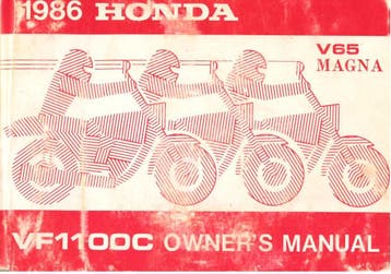 1986 HONDA V65 MAGNA VF1100C INSTRUCTIEBOEKJE ENGELS, Motoren, Verzenden, Honda
