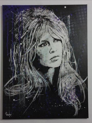 Brigitte Bardot - B.B. - Handpainted high quality portrait, Nieuw
