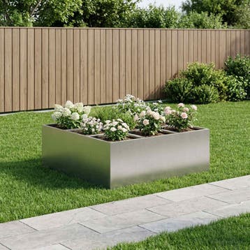 vidaXL Plantenbak zilver 100 x 100 x 40 cm Roestvrij staal, 100 cm of meer, Verzenden, Nieuw, Metaal