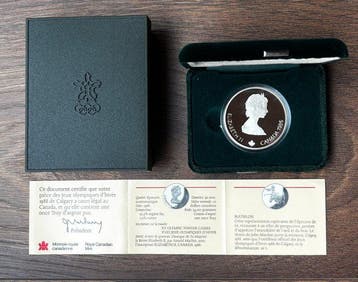 Canada. 20 Dollars 1986 Jogos Olímpicos de Calgary 1988:, Postzegels en Munten