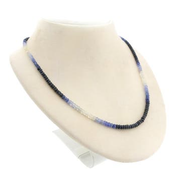 Multikleurige saffier kralenketting met gouden slot, Gebruikt, Ophalen of Verzenden, Met edelsteen, Goud