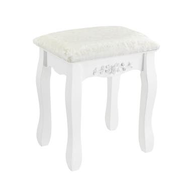 Kaptafel met krukje en spiegel Limerick 141x75x40 cm wit, Verzenden, Nieuw