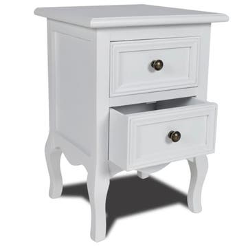 vidaXL Nachtkastje met 2 lades MDF wit, Minder dan 45 cm, Verzenden, Nieuw, Minder dan 55 cm