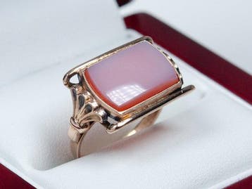 - 835 zilver - lagen-agaat - zegelring - Ring