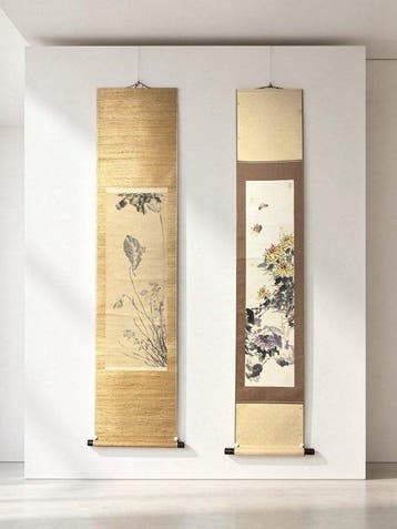 Set van 2 Japanse herfst-botanische hangende rollen: