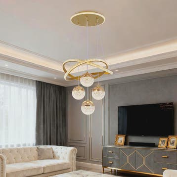 Moderne LED Plafondlamp Goud - Drie Kleuren Licht - Verstelb, Verzenden, Nieuw