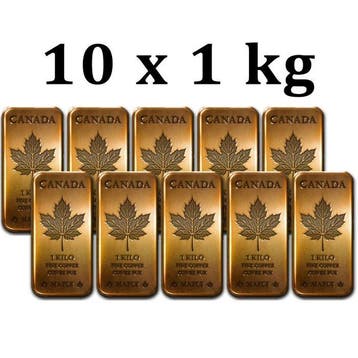 10 kilograms - Koper .999 - 10 x 1 Kilo 999 Fine Copper