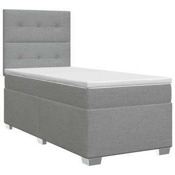 vidaXL Boxspringbed met matras met hoofdeinde Lichtgrijs, Verzenden, Nieuw