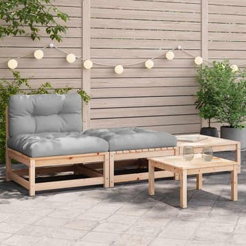 vidaXL Tuinbank zonder armleuningen met kussens en, Verzenden, Nieuw, Hout