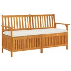 vidaXL Opbergbankje met kussen 148 cm massief acaciahout, Tuin en Terras, Verzenden, Nieuw, Hout