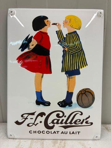 F.L. Cailler Chocolat au Lait – Emaille Reclamebord –