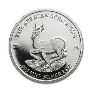 Gabon Springbok 1 oz 2014 (30.000 oplage), Postzegels en Munten, Verzenden, Overige landen, Losse munt, Zilver
