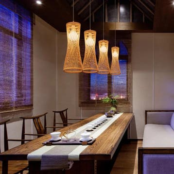 Japanse Bamboe Hanglamp – Handgeweven Rotan Design, Verzenden, Nieuw