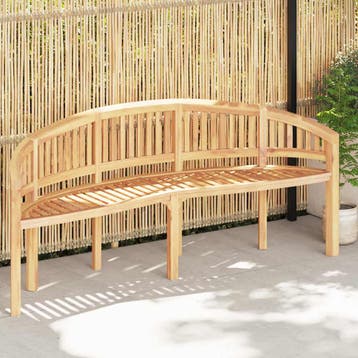 vidaXL Bankje banaanvormig 200 cm massief teakhout, Verzenden, Nieuw, Hout