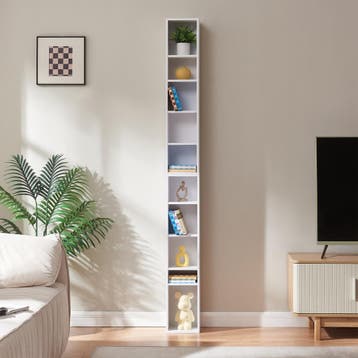 CD rek Tynset met 10 open vakken 187x20x17 cm wit [en.casa], Verzenden, Nieuw