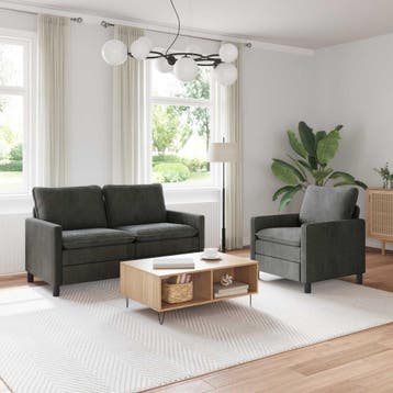 vidaXL Bankstel 2 st Antracietkleurig Polyester, Huis en Inrichting, Banken | Bankstellen, Verzenden, Nieuw, Kunststof, Minder dan 150 cm