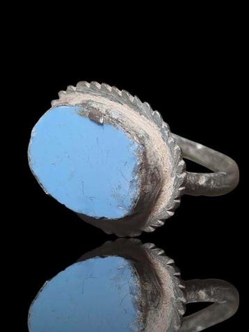 Post-middeleeuws Bronze Blue Pasta Ring (Zonder