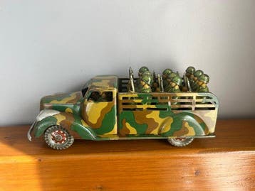 Ingap - Blikken speelgoed - Military Truck With Soldiers,