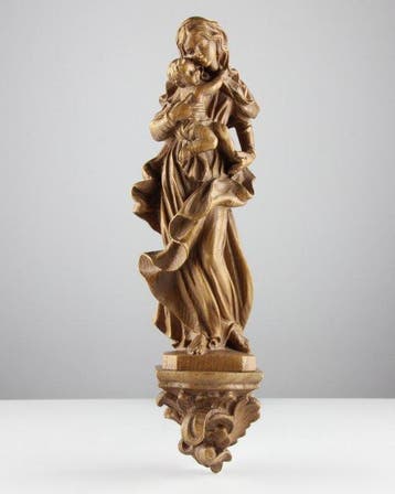 Val Gardena - sculptuur, Maria met Kind - 33 cm - Hout