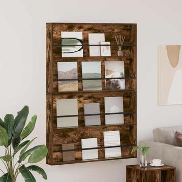 vidaXL Tijdschrift Rek met plank 2 st Gerookt eiken 100 x 12, Verzenden, Nieuw