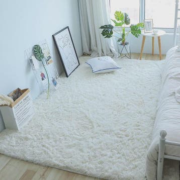 Luxe Witte Pluizige Vloerkleed - Zacht & Antislip voor Woonk, Verzenden