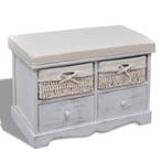 vidaXL Opbergbank 62x33x42 cm paulowniahout wit, Huis en Inrichting, Banken | Voetenbanken en Poefen, Verzenden, Nieuw
