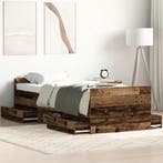 vidaXL Bedframe zonder matras bewerkt 90x190 cm bewerkt hout, 90 cm, Eenpersoons, Bruin, Verzenden