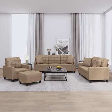 vidaXL 4-delige Loungeset met kussens kunstleer, Verzenden, Nieuw, Leer, Minder dan 150 cm