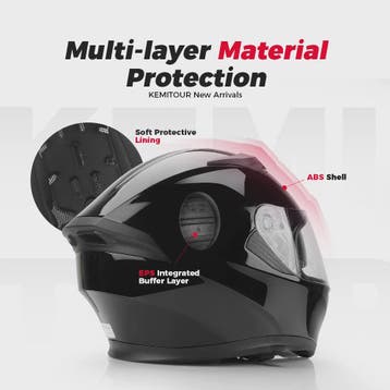KEMITOUR Integraal Motorhelm ECE Goedgekeurd - Volledig Gela, Verzenden, Nieuw