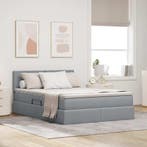 vidaXL Opbergbed met LED met matras Lichtgrijs 140 x 200 cm, Verzenden, Nieuw, Stof