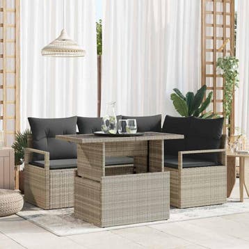 vidaXL Tuin Sofa Set 5 st 4-Aantal zitplaatsen Lichtgrijs, Verzenden, Nieuw, 5 zitplaatsen