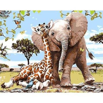 2dekans | Schilderen op Nummer Set 40x50 cm – Olifant &, Huis en Inrichting, Woonaccessoires | Schilderijen, Tekeningen en Foto's