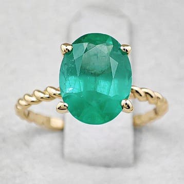 Ring - 14 karaat Geel goud, Zambia - 2.35ct. tw. Smaragd -, Sieraden, Tassen en Uiterlijk, Nieuw