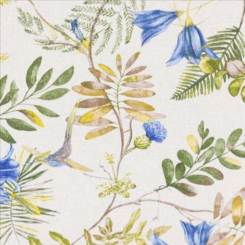AA102 - Decoratief Stof - Kolibrie, Bloemen en Bladeren –, Antiek en Kunst