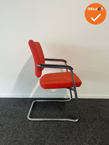 Rohde & Grahl - Vergaderstoel - Oranje stoffering - Chroom f, Vergader- of Presentatieruimte, Ophalen of Verzenden, Gebruikt, Stoel