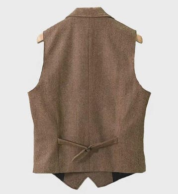 Herentrui Gilet Wol Tweed Visgraat Bruin - Klassiek Gilet vo, Verzenden, Nieuw