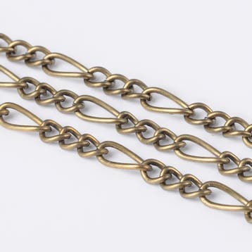 50 cm Jasseron ketting Figaro – geel koperkleur (nikkelvr., Ophalen of Verzenden, Nieuw, Overige typen