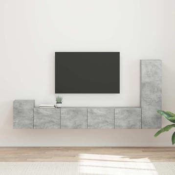 vidaXL Tv-meubelset 3 st Beton Grijs Bewerkt hout, Minder dan 50 cm, Verzenden, 100 tot 150 cm, Nieuw