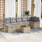 vidaXL Tuin Sofa Set met kussen 8 pcs Beige en Licht Grijs, Verzenden, Nieuw, Rotan, 8 zitplaatsen