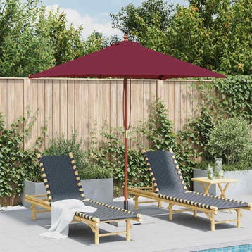 vidaXL Parasol met houten paal 150x200 cm bordeauxrood, Verzenden, Nieuw, 1 tot 2 meter