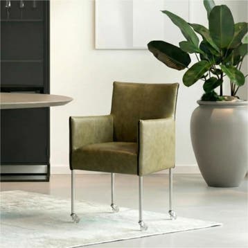 Leren eetkamerstoel More - Vintage Olive (olijf/groen) -, Overige kleuren, Bohemian, Industrieel, Modern, Scandinavisch, Nieuw