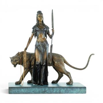 sculptuur, Cleopatra with Panther - 36 cm - Brons