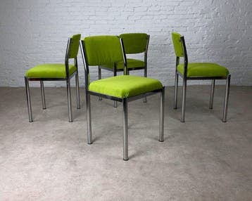 Nicola Beger - Stoel (4) - Chroom, Fluweel, Polyester - Set