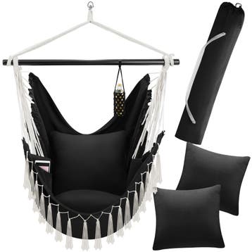 Hangstoel Malika, boho-stijl, draagkracht 150kg - zwart, Verzenden, Nieuw