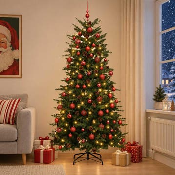 vidaXL Kunstkerstboom met Ballen 180 cm 300 LEDs Warmwit PE, Verzenden, Nieuw